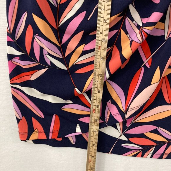 New Maggy London size 16W Multi Color Leaf Stretch Wrap Belted Dress Feminine - Picture 7 of 11